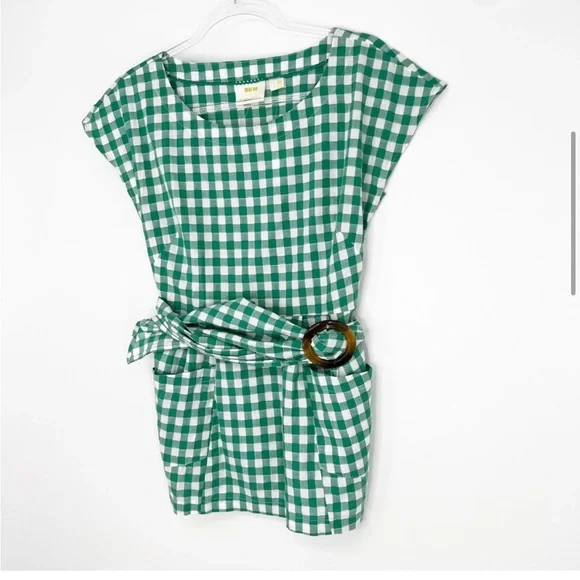 Anthropologie - Green Gingham Blouse - Size 6 - Picture 4 of 15